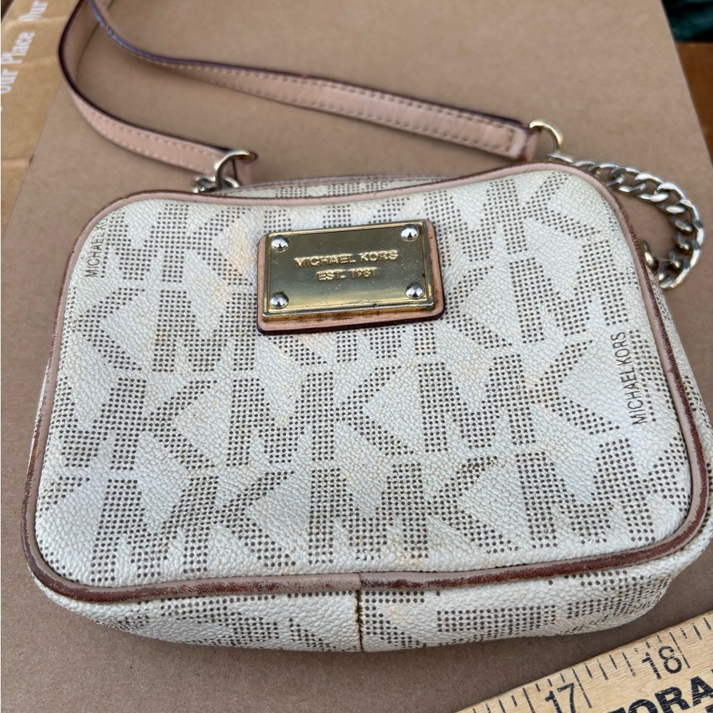 Michael Kors Beige and Gold Crossbody Bag